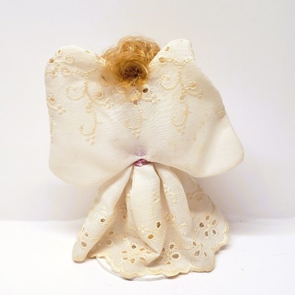 Guardian Angel Marycana San Jose Handmade Figurine Wings Flowers Ecru Lace - Picture 5 of 7